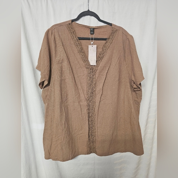 Emery Rose Shirt, Tan, 4X - Picture 2 of 3